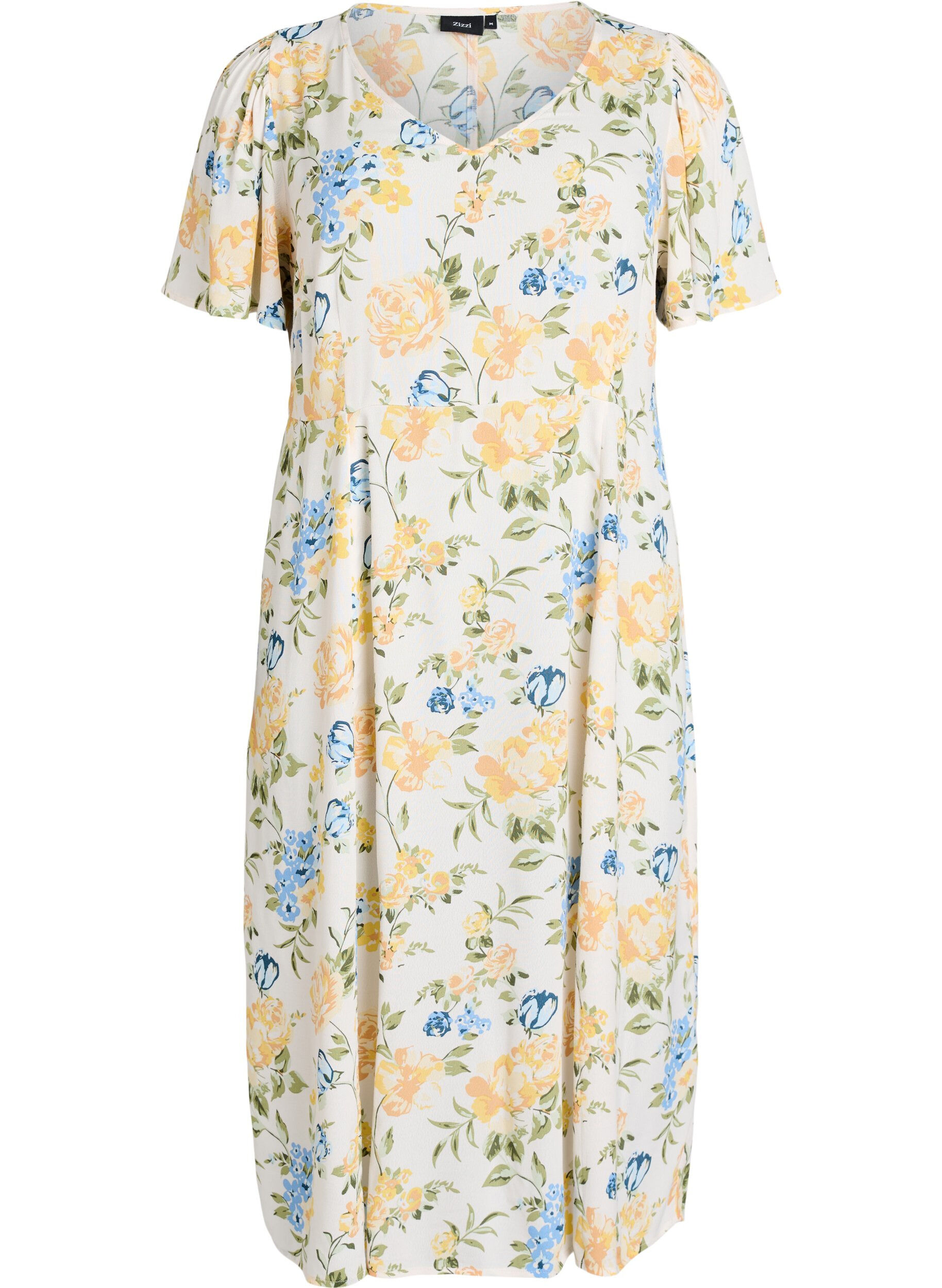 Zizzifashion Viscose midi dress with a floral print, Blue, Packshot image number 0