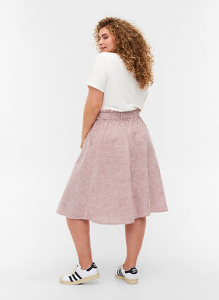 Striped skirt with pockets in cotton, Dry Rose Stripe, Model image number 1