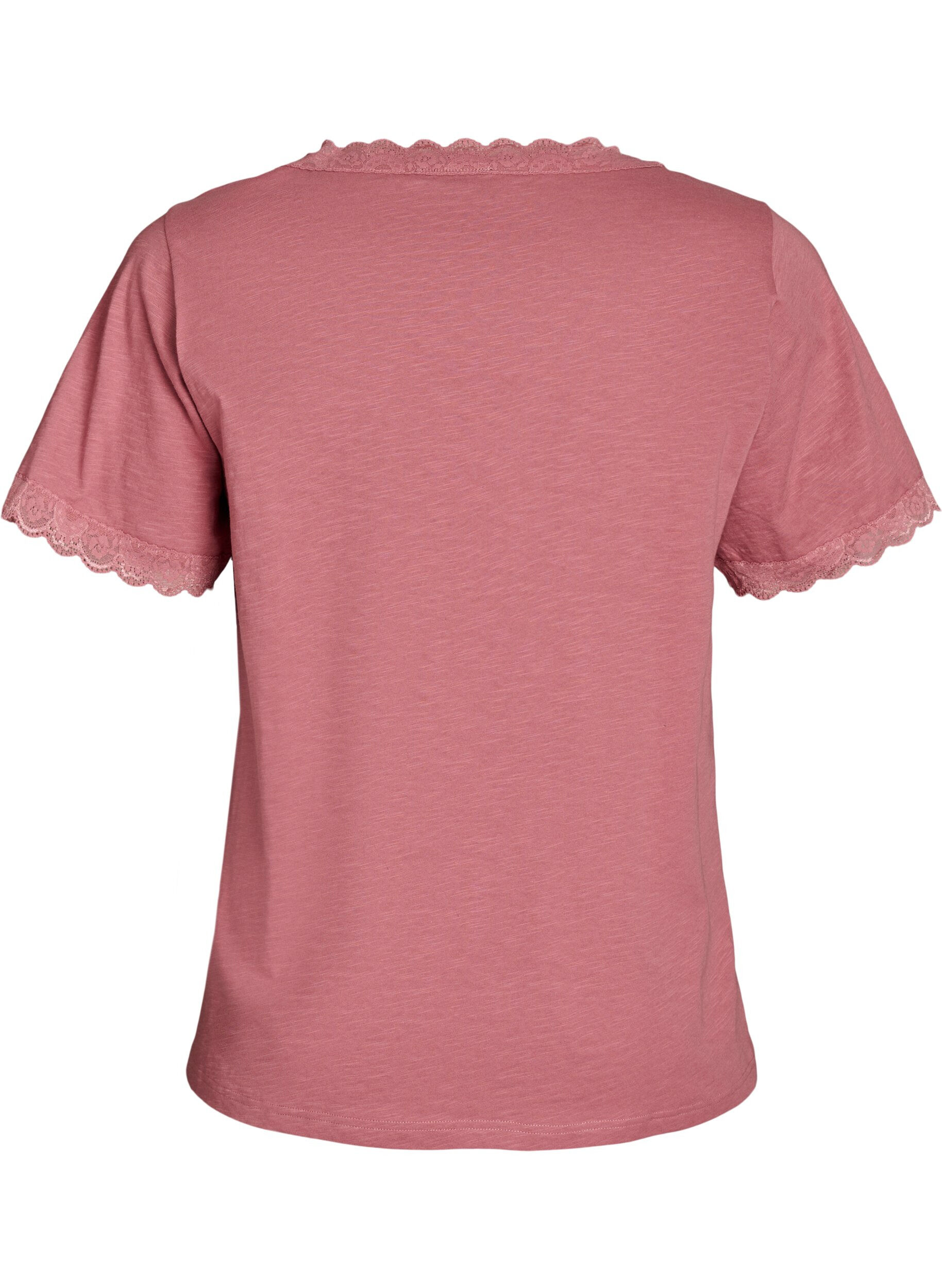 Zizzifashion T-shirt with lace trim, Rose, Packshot image number 1