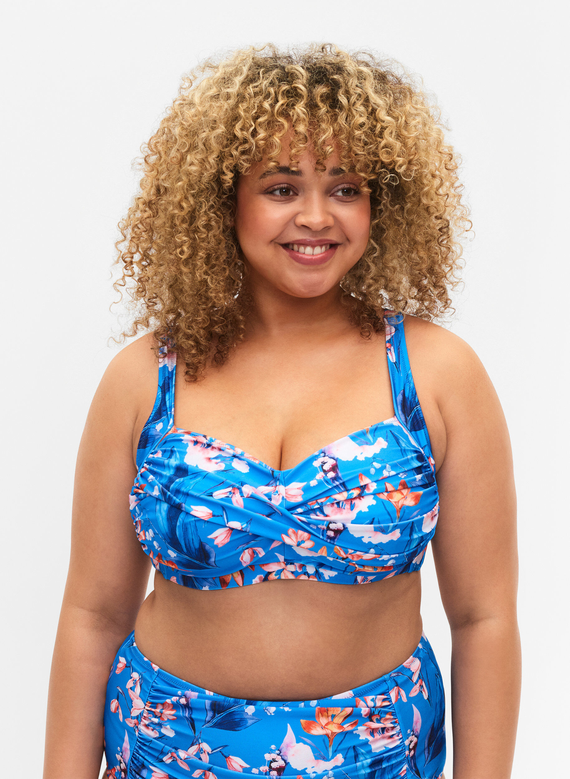 Zizzifashion Printed bikini top, Bright Blue Print, Model image number 0