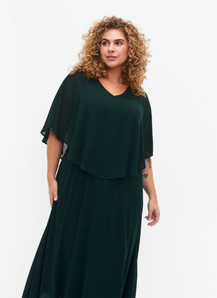 A-line maxi dress with short sleeves, Scarab, Model image number 2