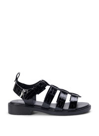Wide fit sandal in shiny crocodile leather