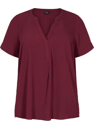 Short-sleeved blouse with v-neckline, Port Royal, Packshot image number 0