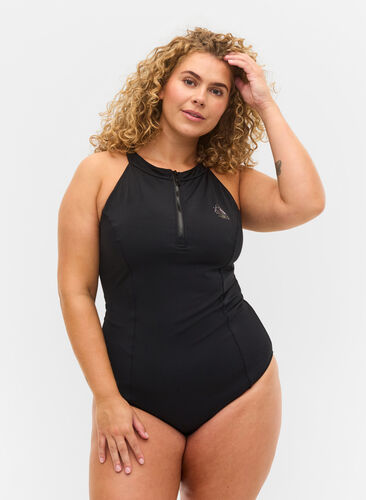 Swimsuit with zip, Black, Model image number 0