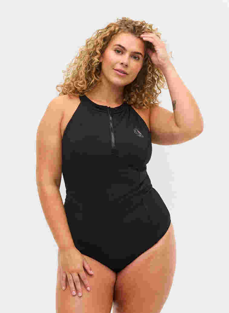 Swimsuit with zip, Black, Model