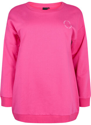 Printed cotton sweatshirt, Fuchsia Purple, Packshot image number 0