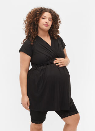 Short sleeve maternity blouse, Black, Model image number 0
