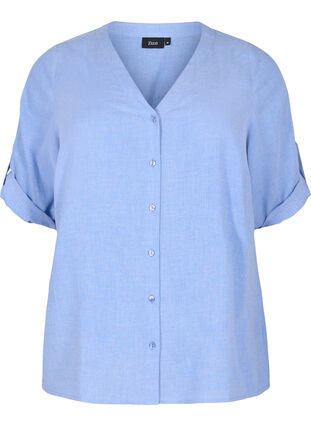 Shirt with 3/4 sleeves and v-neckline, Ultramarine, Packshot image number 0
