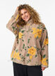 Floral fleece jacket with a high neck and zip, Beige, Model image number 0