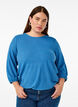 Blouse with texture and 3/4 sleeves, Blue, Model image number 0