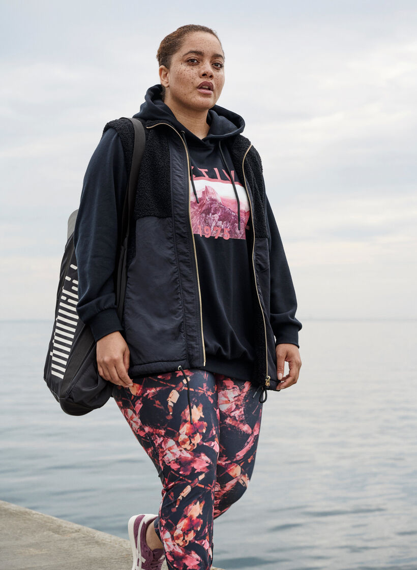 Short vest with teddy and zip, Black, Image image number 0