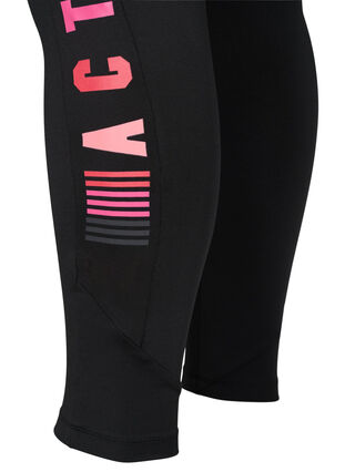 Gym leggings with text print, Black, Packshot image number 3