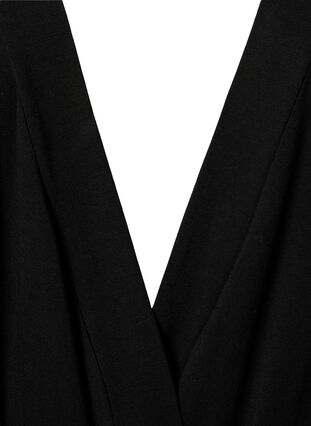 Dressing gown in viscose with lace, Black, Packshot image number 2