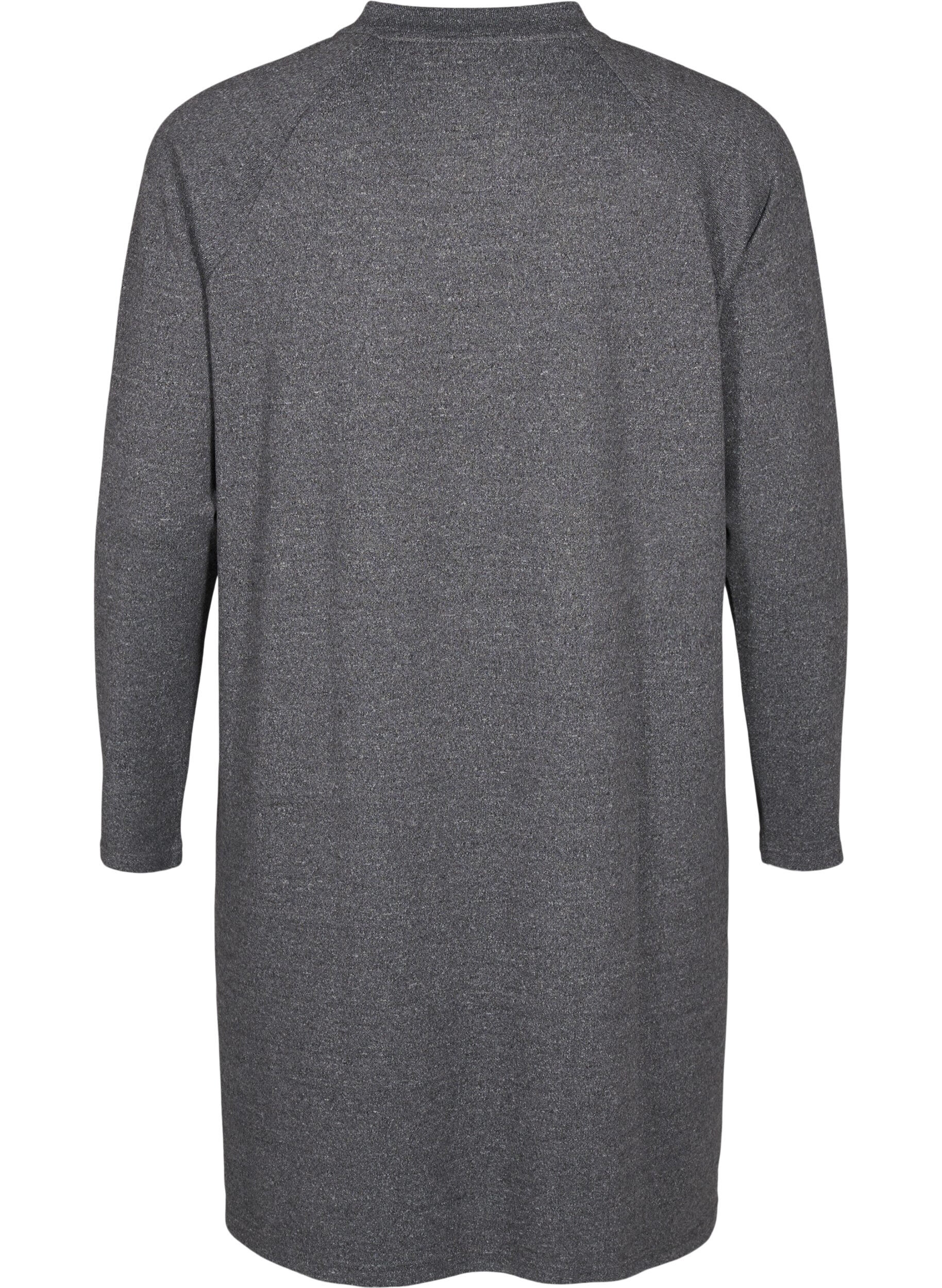 Zizzifashion Jersey dress with buttons, Dark Grey Melange, Packshot image number 1