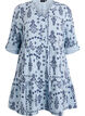Short dress in patterned cotton muslin, Light Blue, Packshot image number 0