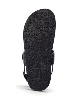 Wide fit glitter sandal with Velcro closure, Black Glitter, Packshot image number 4
