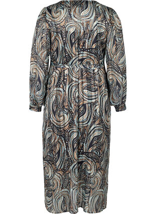 Maxi dress with paisley print and drawstring, Black Paisley, Packshot image number 1