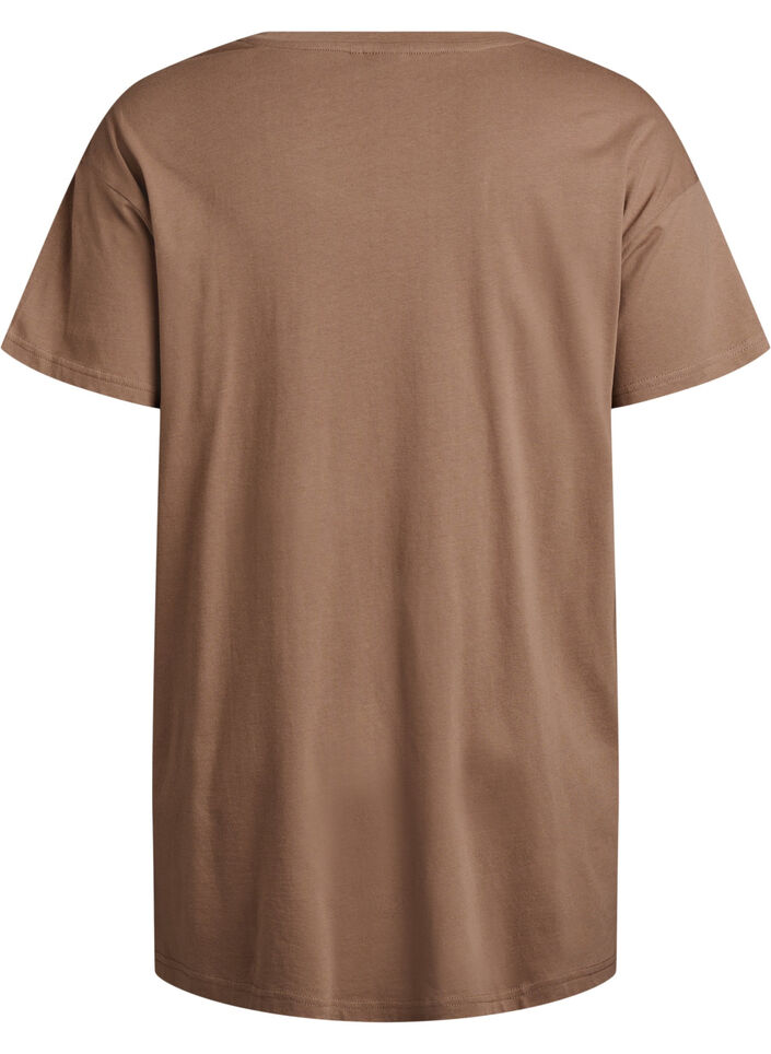 Long night T-shirt in organic cotton with print, Beige, Packshot image number 1