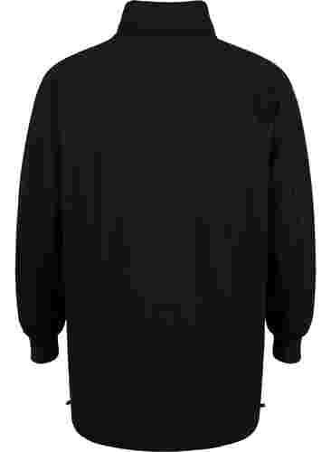 Long sweatshirt with pocket and zipper, Black, Packshot image number 1