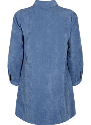 Velvet dress with zipper and 3/4 sleeves, Moonlight Blue, Packshot image number 1
