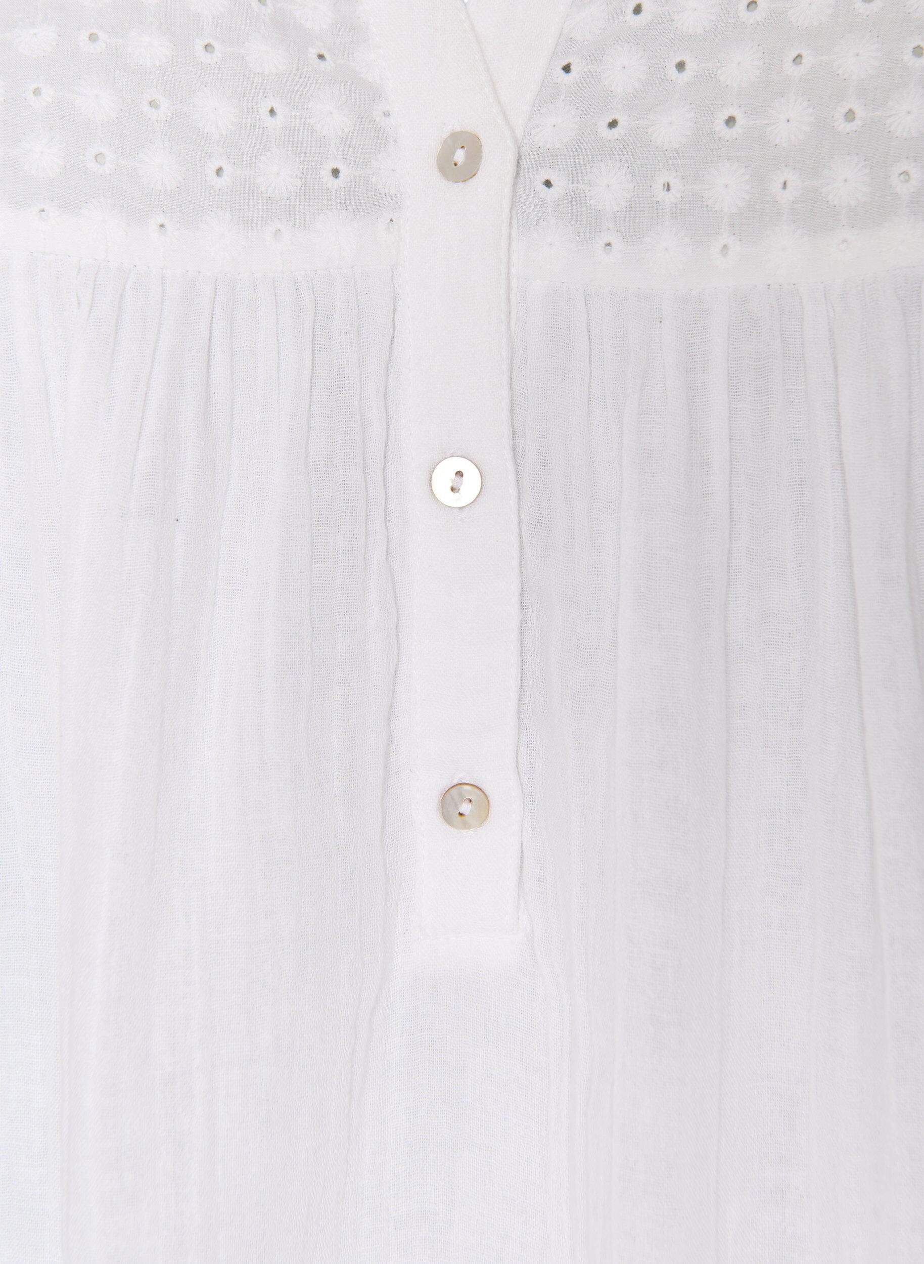ZizzifashionCotton muslin tunic with broderie anglaise, White, Packshot image number 2