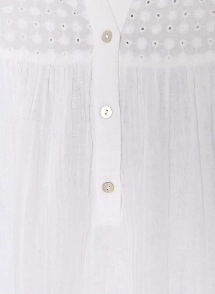 Cotton muslin tunic with broderie anglaise, White, Packshot image number 2