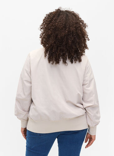Bomber jacket with pockets and ribbed fabric, Pumice Stone, Model image number 1