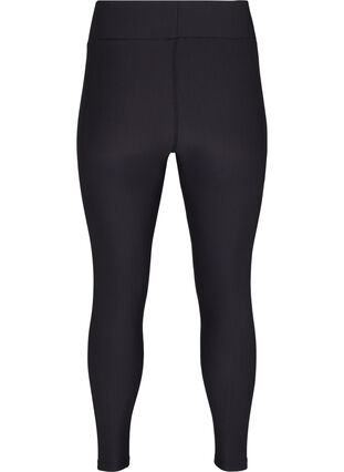 Ribbed gym leggings in a 7/8 length, Black, Packshot image number 1