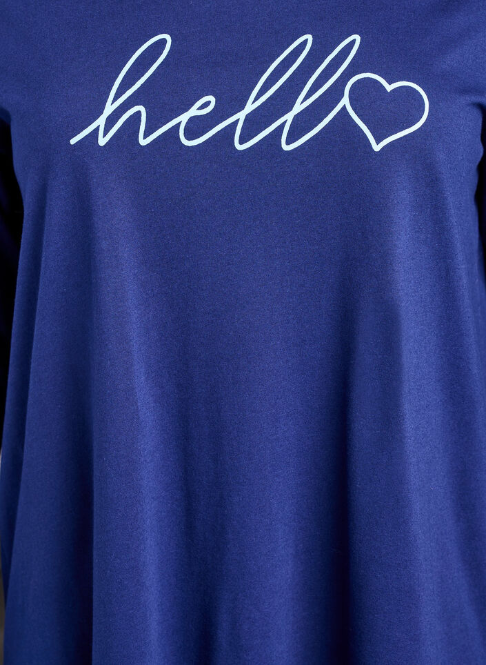 Long-sleeved nightgown in organic cotton, Blue, Packshot image number 2