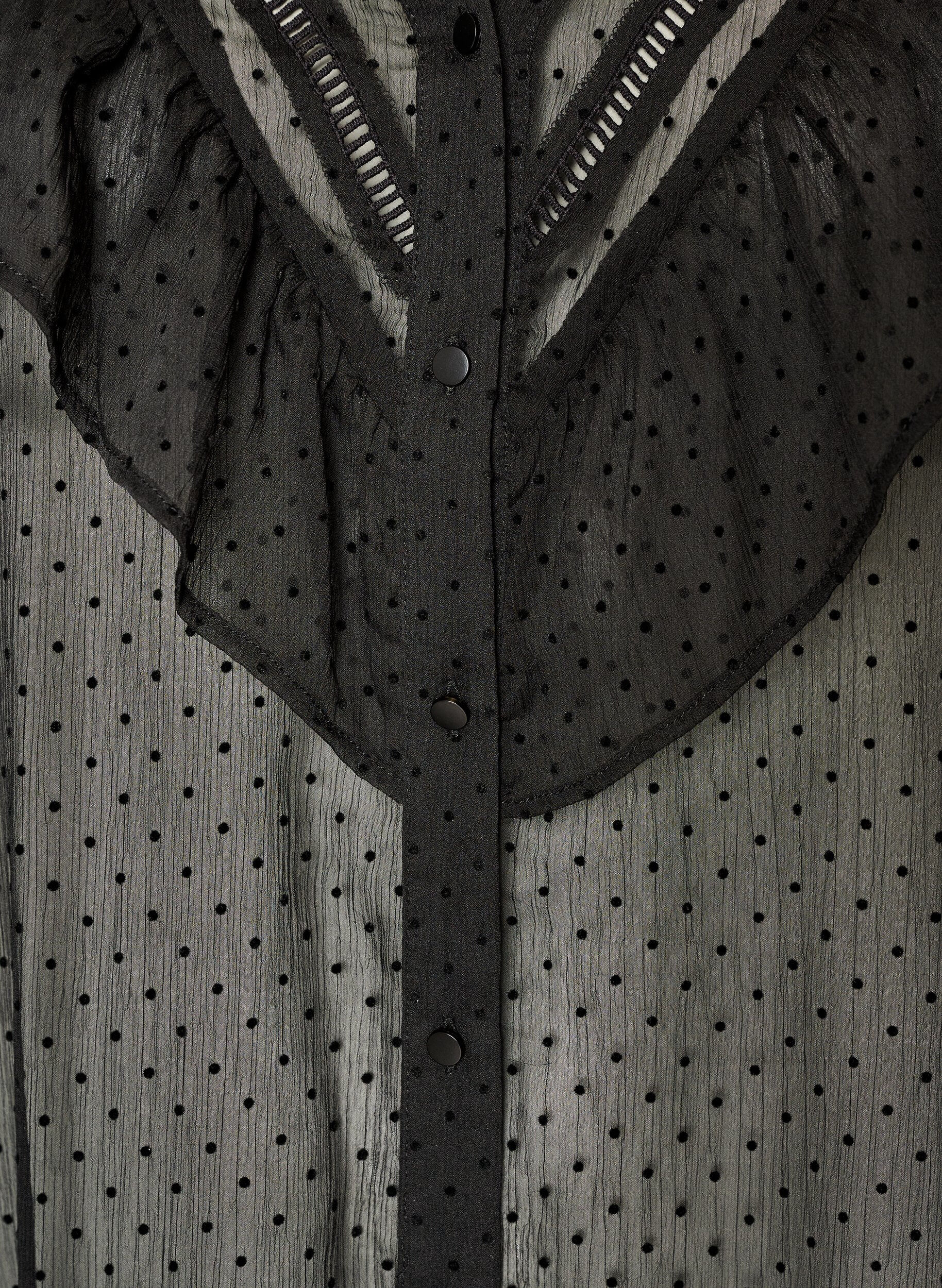 ZizzifashionMidi dress in a lightweight, sheer fabric with dots and ruffles, Black, Packshot image number 2