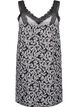Strap dress in viscose with lace, Black w. Wh.Leaf AOP, Packshot image number 1