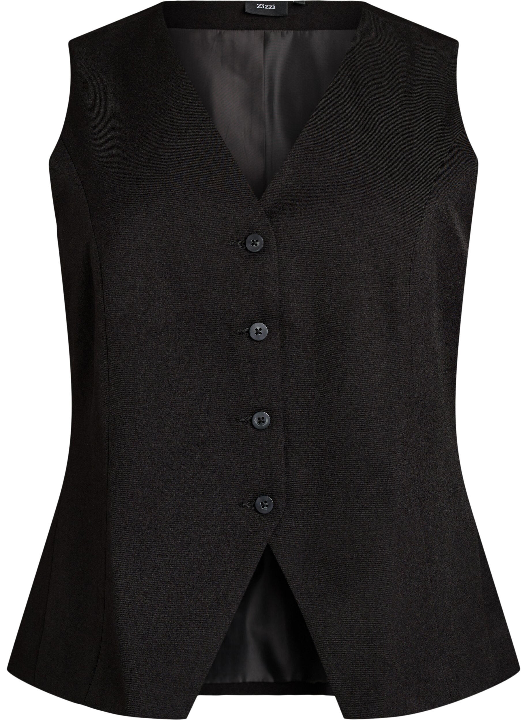 Zizzifashion Waistcoat with button closure, Black, Packshot image number 0