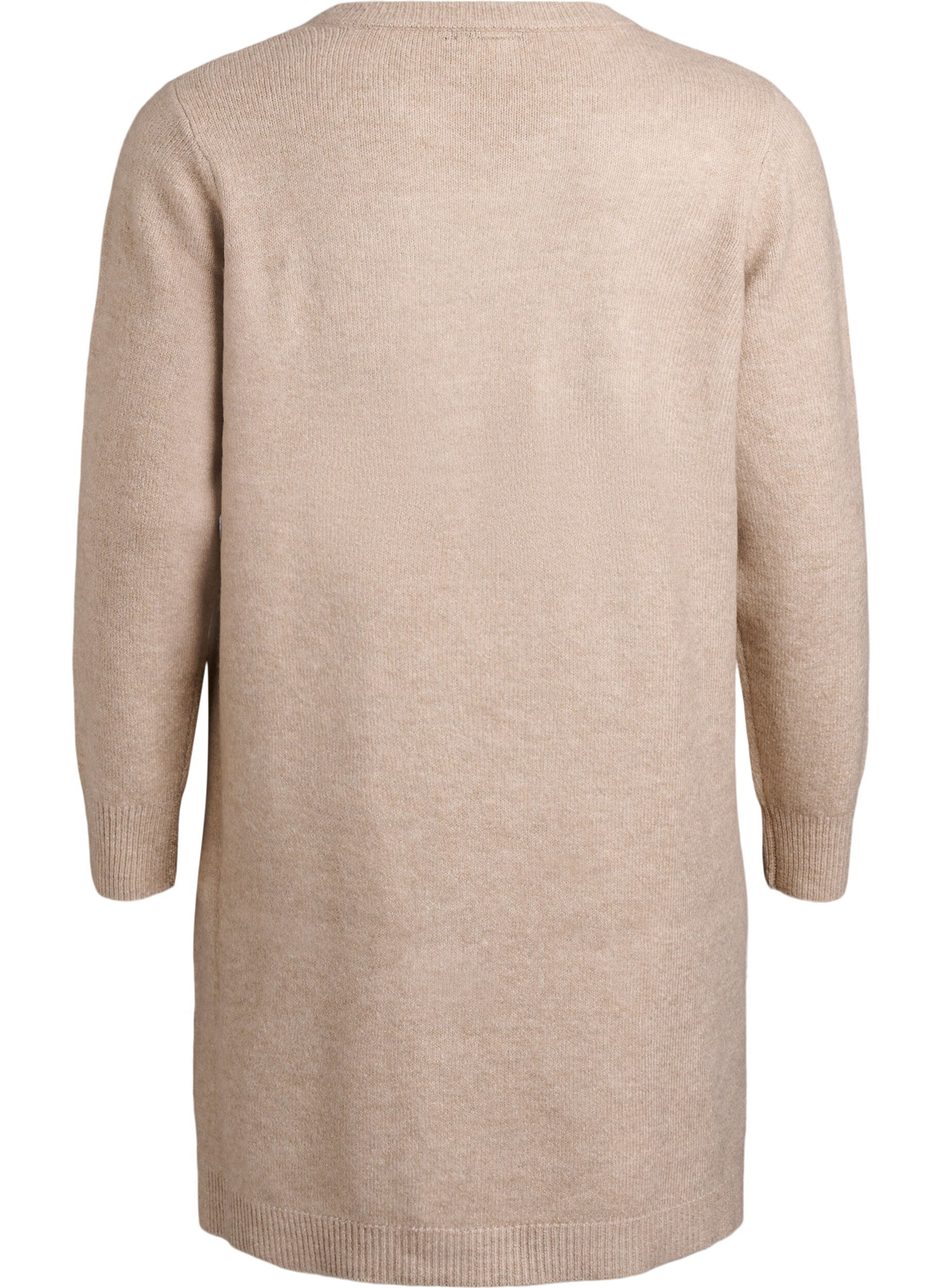 Zizzifashion Short knit dress with rhinestones, Beige, Packshot image number 1