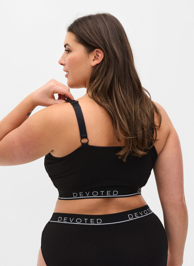 Cotton bra with adjustable straps, Black, Model image number 1