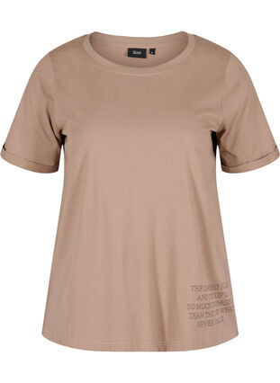 Cotton sports t-shirt with text and short sleeves, Iron, Packshot image number 0