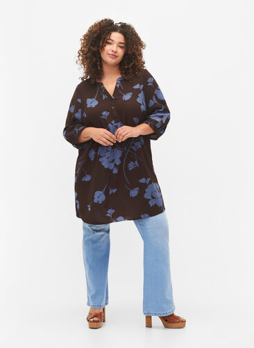 Floral tunic with 3/4 sleeves, Falcon Flower, Model image number 2