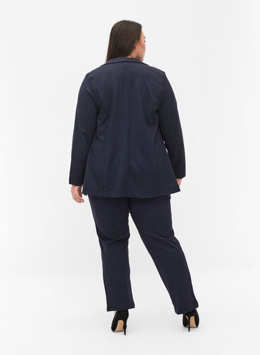 Pinstripe trousers with straight legs, Navy Stripe, Model image number 1