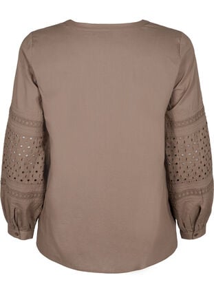 Long sleeve blouse with decorative details, Caribou, Packshot image number 1