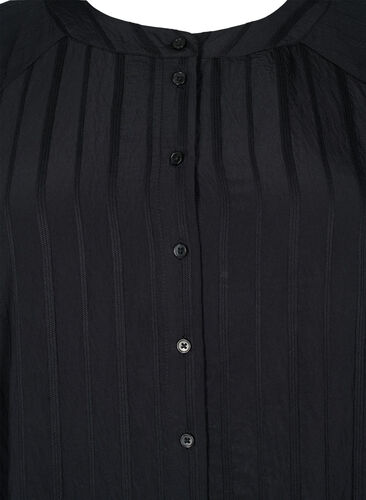 Long viscose shirt with striped structure, Black, Packshot image number 2