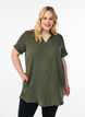 Cotton muslin tunic with short sleeves, Green, Model image number 0
