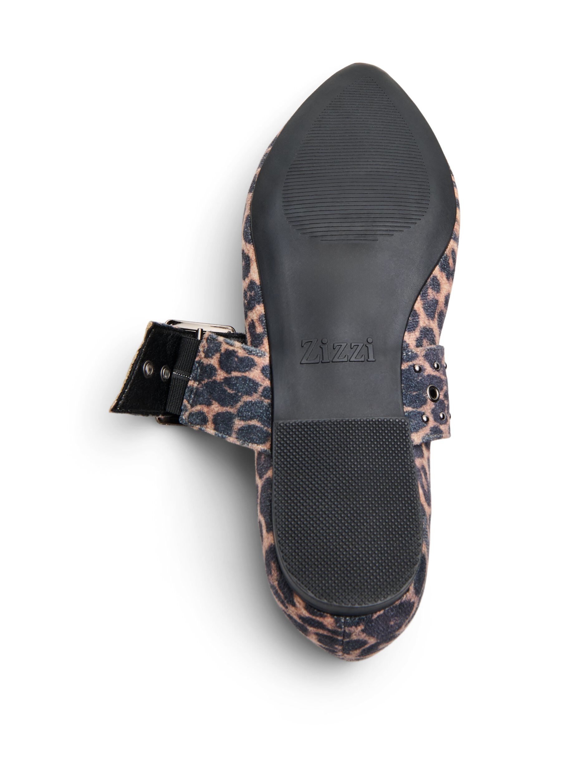 Zizzifashion Wide fit - Leopard print ballerina with buckle and studs, Brown, Packshot image number 5