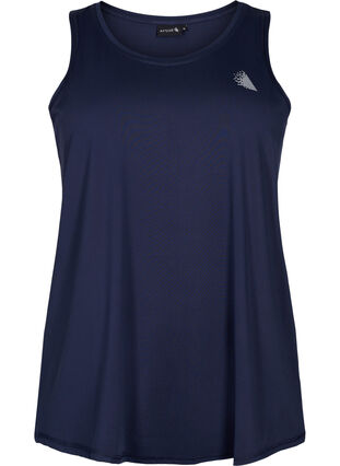 Plain-coloured sports top with round neck, Night Sky, Packshot image number 0