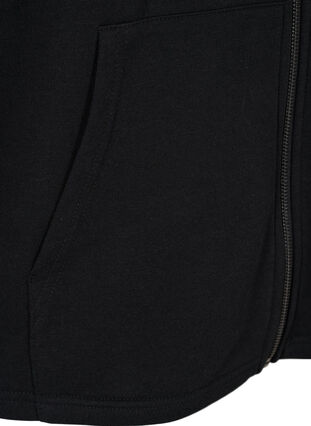 Sweat cardigan with zip and hood, Black, Packshot image number 3