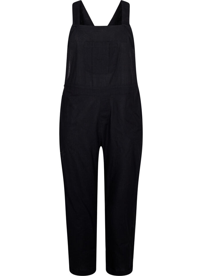 Overalls in linen mix, Black, Packshot image number 0