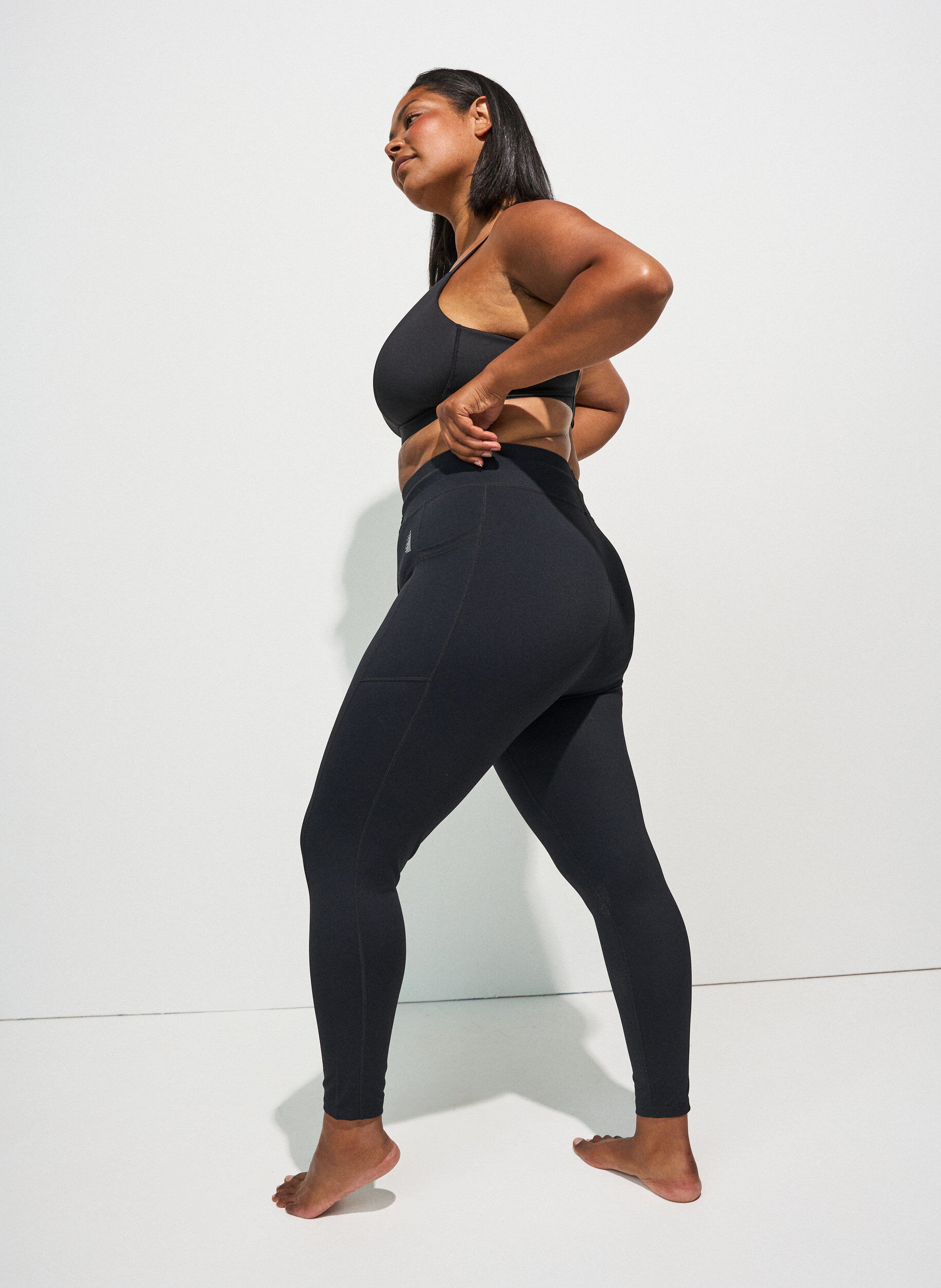 Zizzifashion7/8 training tights with pockets, Black, Model image number 2