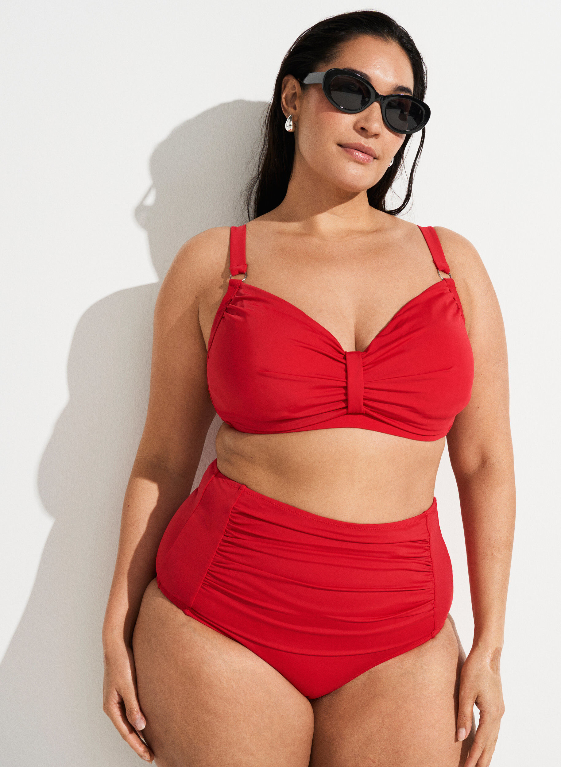ZizzifashionBikini bottoms with high waist, Red, Image image number 0