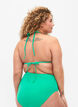 Solid color triangle bikini top, Green, Model image number 1