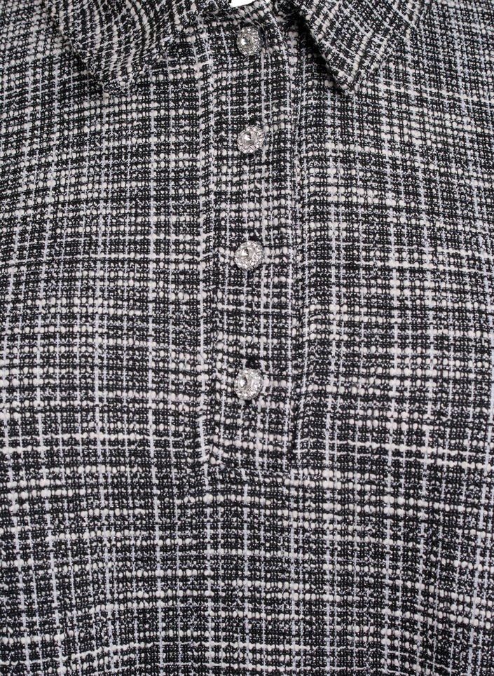 Short dress in textured jersey with a graphic check, Vanilla, Packshot image number 2