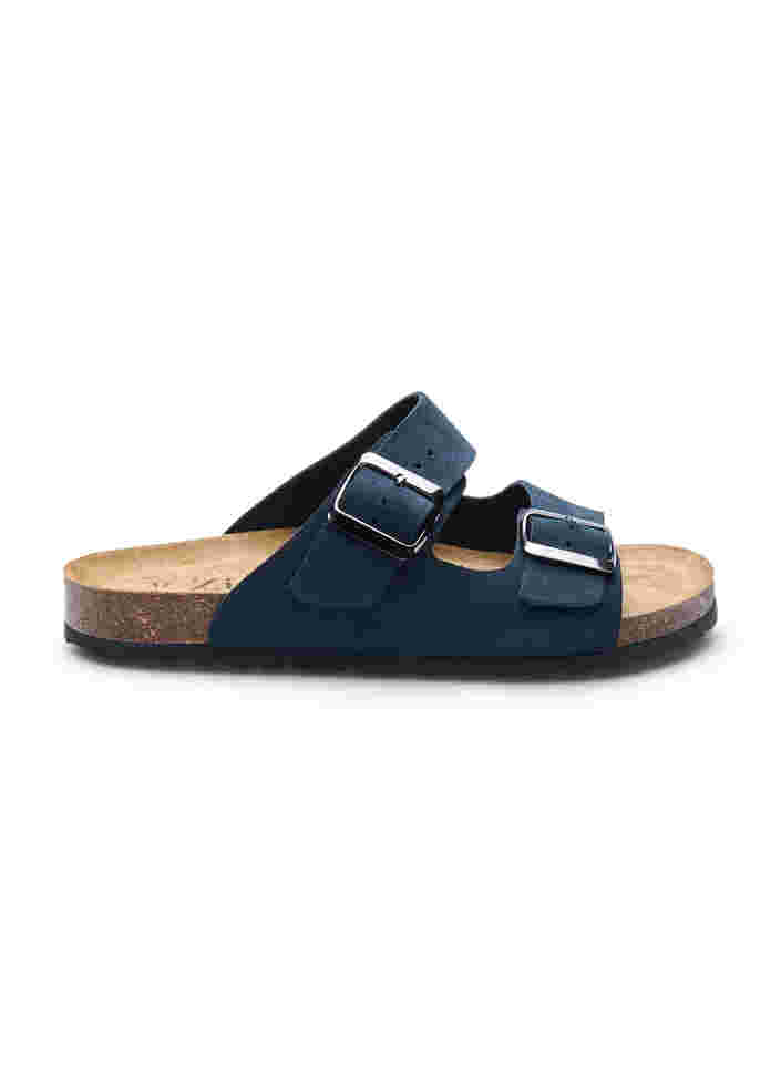 Wide-fit suede sandals, Navy, Packshot image number 0