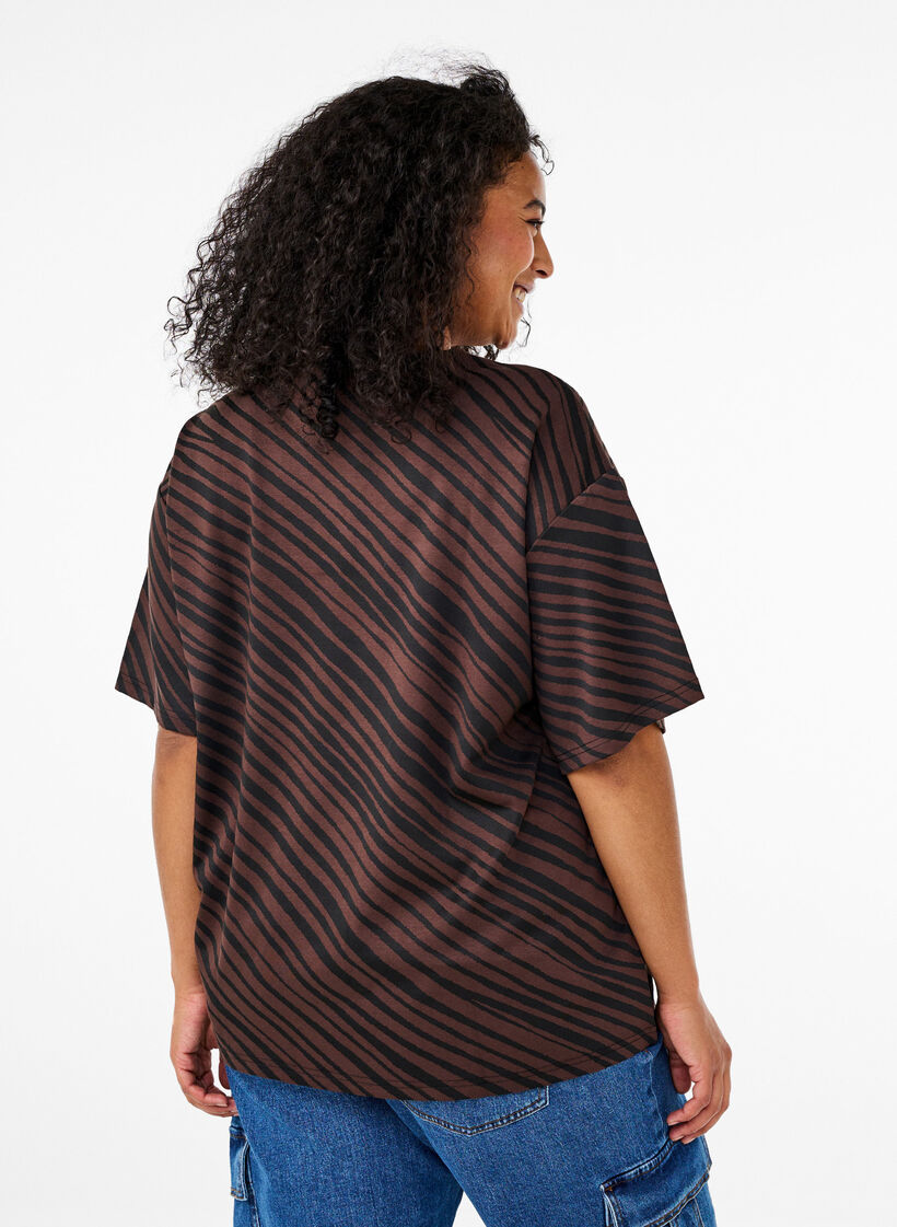 Oversize blouse with pattern, Brown, Model image number 2